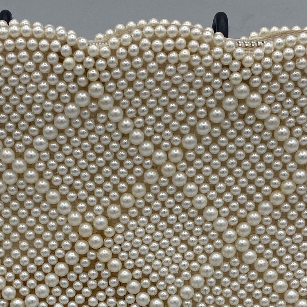 Vintage Cream Faux pearl Beaded Clutch/Purse Made In Japan iPhone 11 Fits in bag - Picture 8 of 11